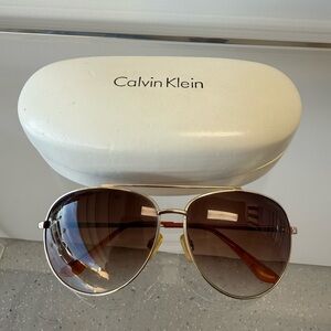 Calvin Klein Gold Aviator Sunglasses